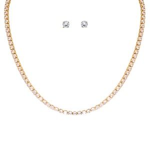 CZ 3mm Tennis Chain Necklace Set